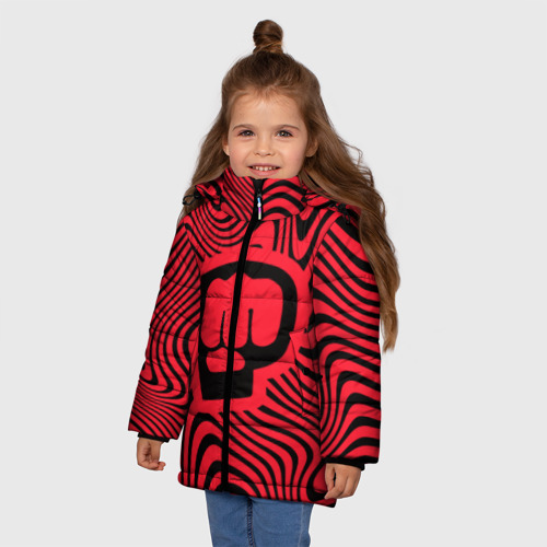Зимняя куртка для девочек 3D с принтом PewDiePie Logo, фото на моделе #1