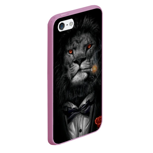 Чехол для iPhone 5/5S матовый Лев в смокинге, цвет розовый - фото 3