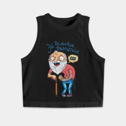 Женская укороченная майка-топ хлопок Эй Dj, даешь Рамштайн - дедушка