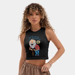 Женская укороченная майка-топ хлопок Эй Dj, даешь Рамштайн - дедушка - фото 2