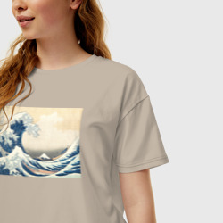 Женская футболка хлопок Oversize Большая волна - фото 2