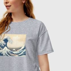 Женская футболка хлопок Oversize Большая волна - фото 2