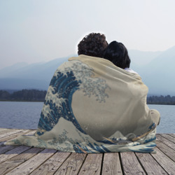 Плед с принтом Большая волна в Канагаве для любого человека, вид спереди №3. Цвет основы: 3d (велсофт)
