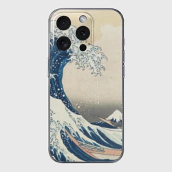 Чехол для iPhone 15 Pro Max силиконовый с защитой камеры Большая волна в Канагаве