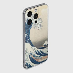 Чехол для iPhone 15 Pro Max силиконовый с защитой камеры Большая волна в Канагаве - фото 2
