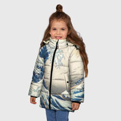 Зимняя куртка для девочек 3D Большая волна в Канагаве - фото 2