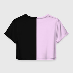 Топик (короткая футболка или блузка, не доходящая до середины живота) с принтом BTS A.R.M.Y для женщины, вид сзади №1. Цвет основы: белый