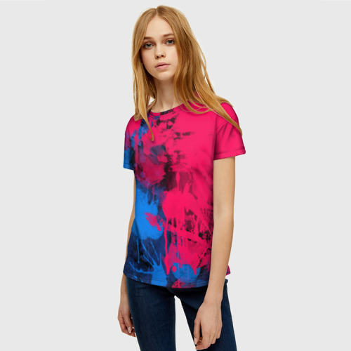 Женская футболка 3D Буря красок, цвет 3D печать - фото 3