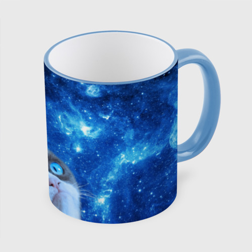 Кружка с полной запечаткой Сердитый кот в космосе, цвет Кант небесно-голубой - фото 3