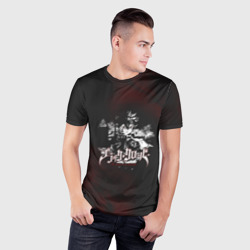 Мужская футболка 3D Slim Аста на темном красном фоне - фото 2