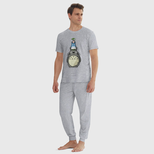 Мужская пижама хлопок Тоторо, цвет меланж - фото 5