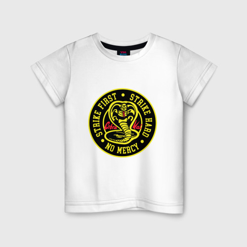Детская футболка из хлопка с принтом Cobra Kai, вид спереди №1