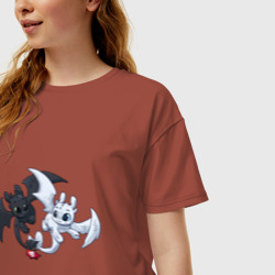 Женская футболка хлопок Oversize Как приручить дракона - фото 2