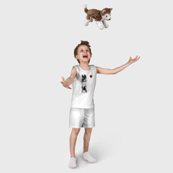 Пижама с принтом Как приручить дракона для ребенка, вид на модели спереди №3. Цвет основы: белый