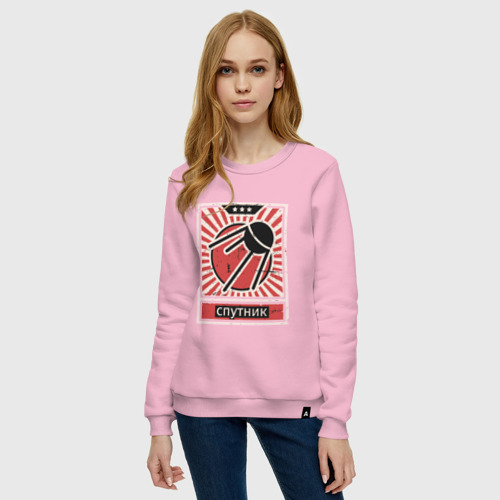Женский свитшот хлопок Спутник, цвет светло-розовый - фото 3