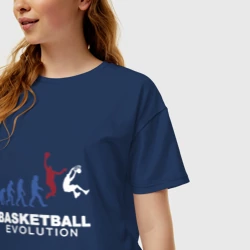 Женская футболка хлопок Oversize Баскетбольная эволюция - фото 2