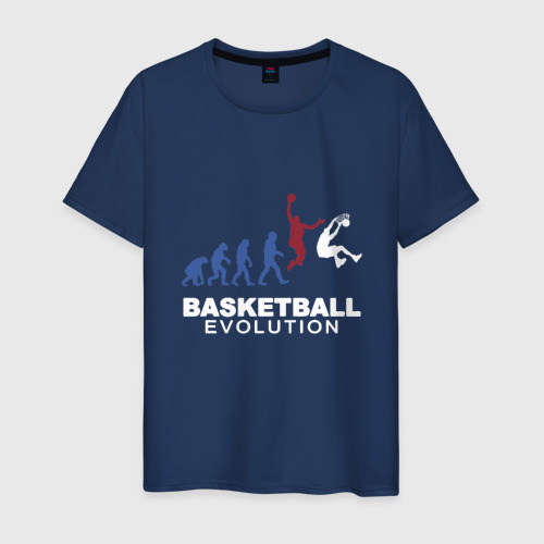 Мужская футболка из хлопка с принтом Баскетбольная эволюция, вид спереди №1