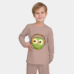 Детская пижама с лонгсливом хлопок Совенок в наушниках - фото 2