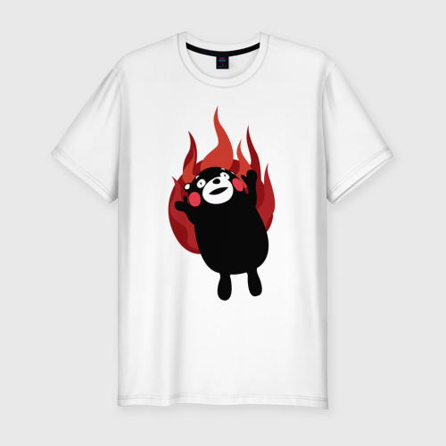 Мужская футболка хлопок Slim Kumamon славит сатану, цвет белый