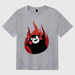 Женская футболка хлопок Oversize Kumamon поджигает