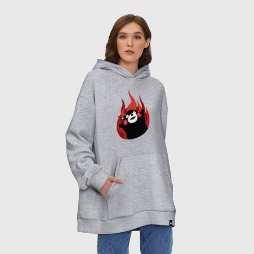 Худи SuperOversize хлопок Kumamon поджигает, цвет меланж - фото 3