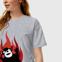 Женская футболка хлопок Oversize Kumamon поджигает - фото 2