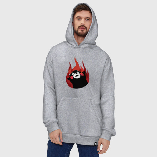 Худи SuperOversize хлопок Kumamon поджигает, цвет меланж - фото 5