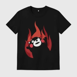 Мужская футболка хлопок Kumamon поджигает