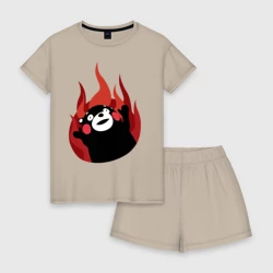 Женская пижама с шортиками хлопок Kumamon поджигает