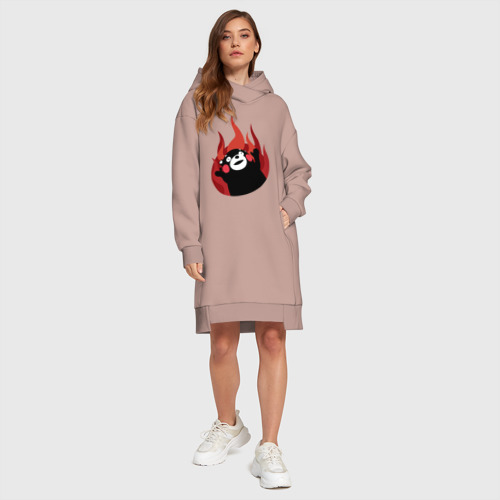 Платье-худи хлопок Kumamon поджигает, цвет пыльно-розовый - фото 5