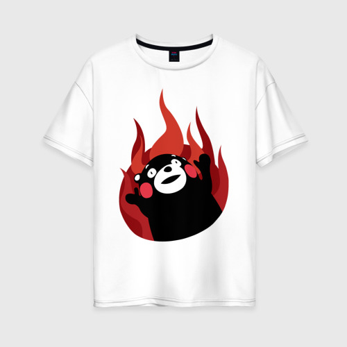 Женская футболка хлопок Oversize Kumamon поджигает