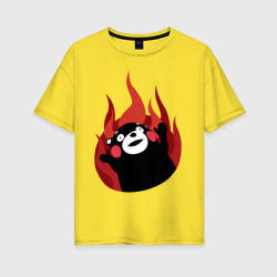 Женская футболка хлопок Oversize Kumamon поджигает