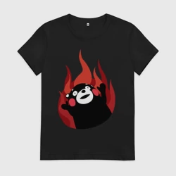 Женская футболка хлопок Kumamon поджигает