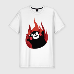 Мужская футболка хлопок Slim Kumamon поджигает