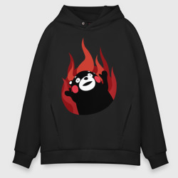 Мужское худи Oversize хлопок Kumamon поджигает