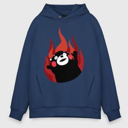 Мужское худи Oversize хлопок Kumamon поджигает