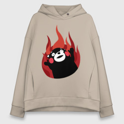 Женское худи Oversize хлопок Kumamon поджигает