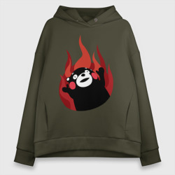 Женское худи Oversize хлопок Kumamon поджигает