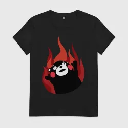 Женская футболка хлопок Kumamon поджигает