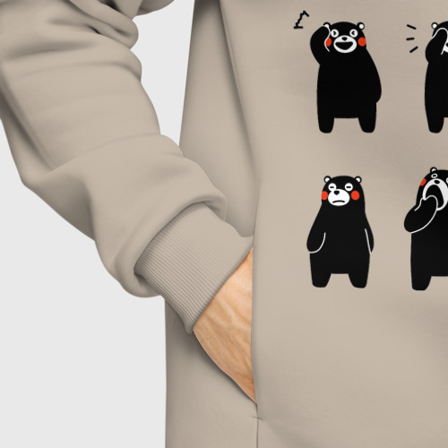 Мужское худи Oversize хлопок Kumamon хохочет, цвет миндальный - фото 8