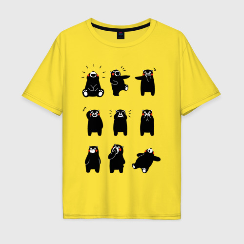 Мужская футболка хлопок Oversize Kumamon хохочет, цвет желтый