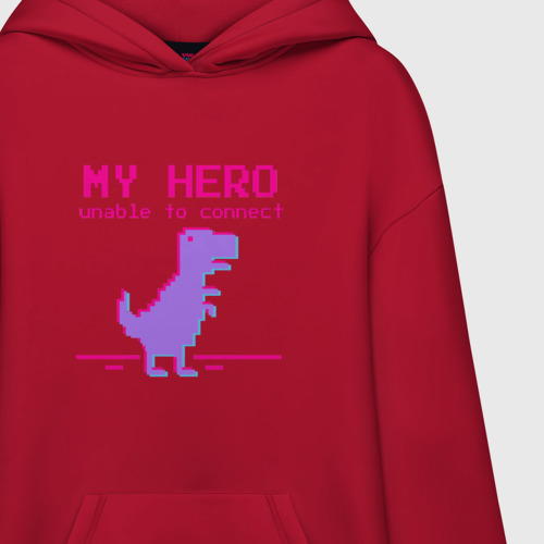 Худи SuperOversize хлопок Pixel Hero, цвет красный - фото 3