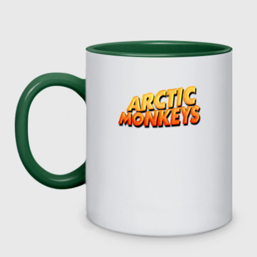 Кружка двухцветная Arctic Monkeys, цвет белый + зеленый