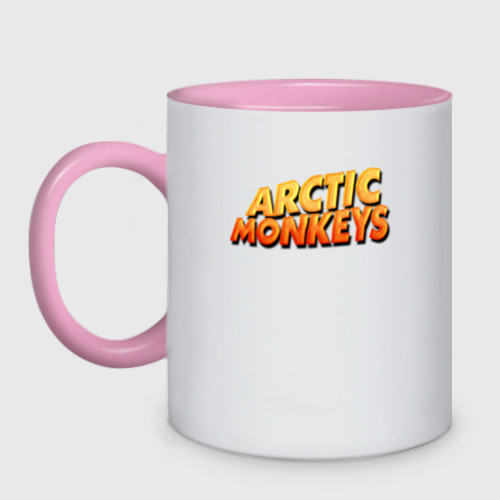 Кружка двухцветная Arctic Monkeys, цвет белый + розовый