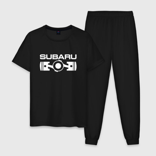 Мужская пижама хлопок Subaru оппозитный двигатель, цвет черный