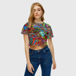 Женская футболка Crop-top 3D Психодел рожицы - фото 2