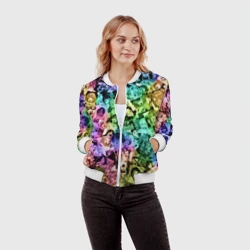 Женский бомбер 3D Радуга ахегао - фото 2
