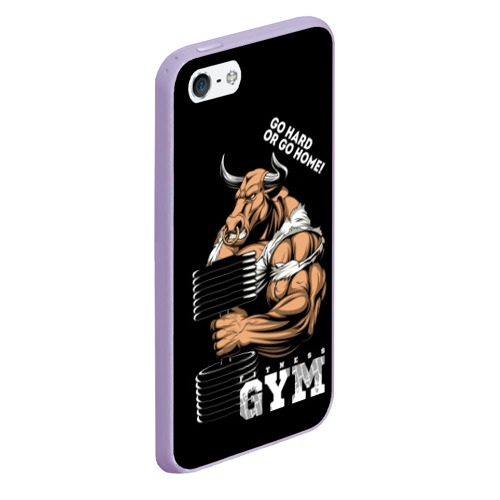 Чехол для iPhone 5/5S матовый Go heavy or go home - bull, цвет светло-сиреневый - фото 3