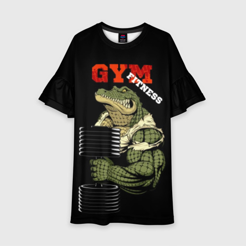 Детское платье 3D GYM fitness crocodile, цвет 3D печать