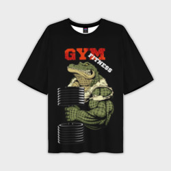 Мужская футболка oversize 3D GYM fitness crocodile